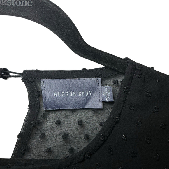 Hudson Gray Blouse Small S Peasant Swiss Dot Balloon Sleeve Top - Picture 3 of 5